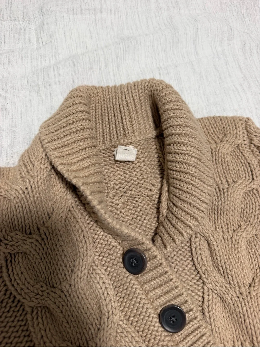 Banana Republic Baby Shawl Collar Cable Knit Cardigan - Beige 12-18 Months